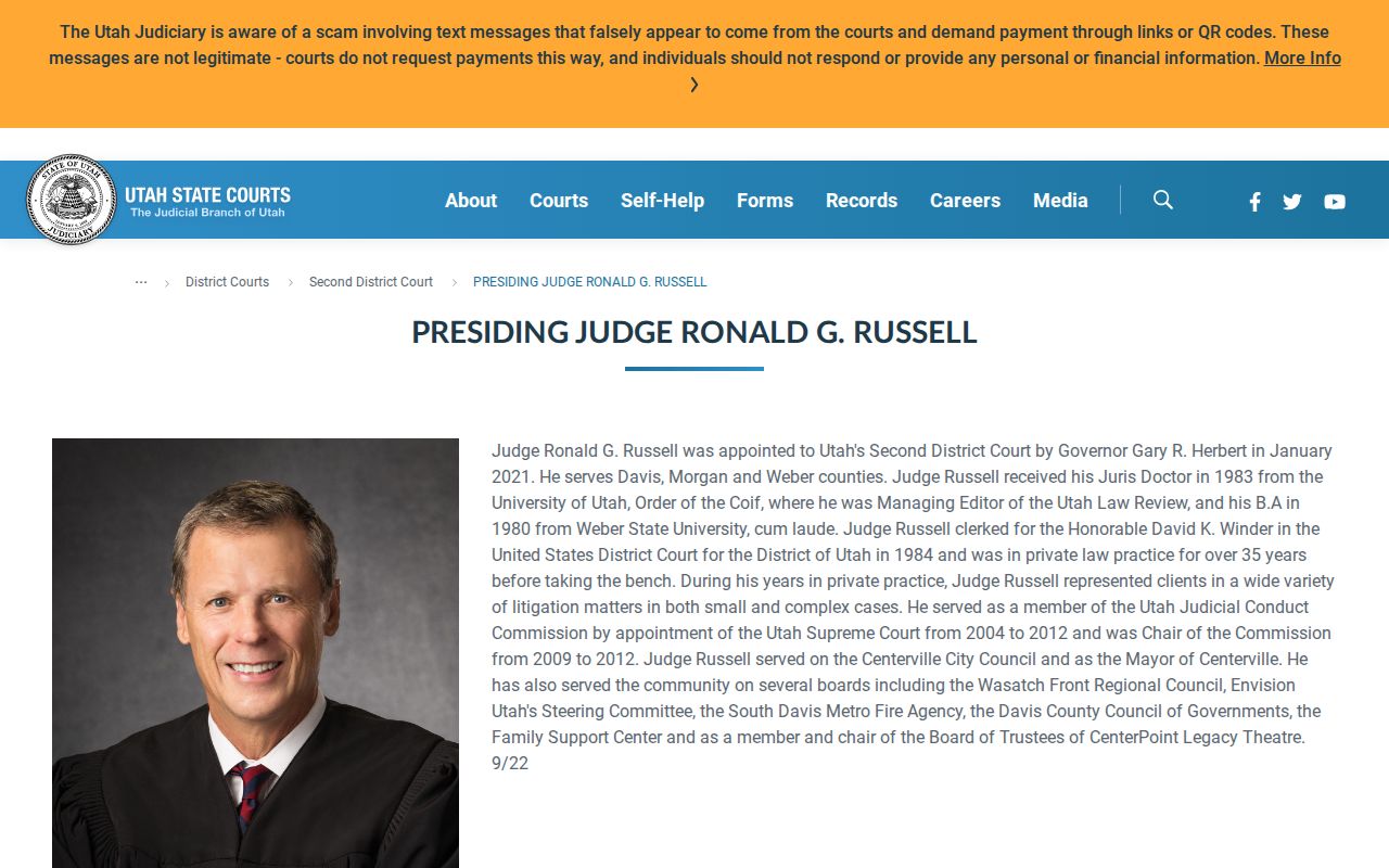 Morgan County Justice Court's official presiding judge information